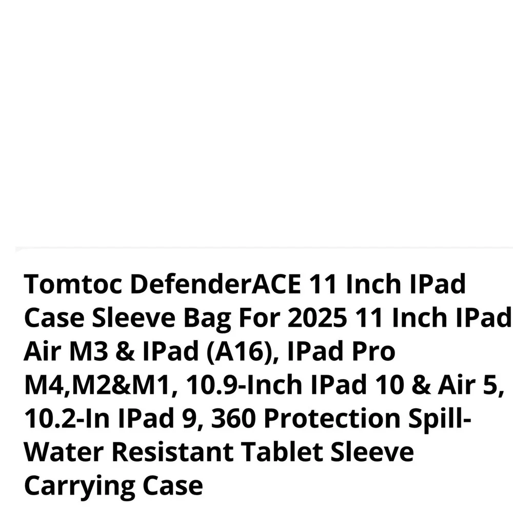 tomtoc DefenderACE 11 Inch iPad‎ Case Shoulder Bag Black YKK Zippers NEW